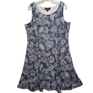 Perceptions New York Dress M Women's Blue‎ Paisley Lined Sleeveless Round Neck